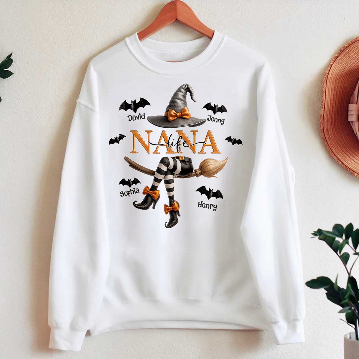 Grandma Life Witch 3D Effect Personalized Sweatshirt, Halloween Sweatshirt for Grandma
