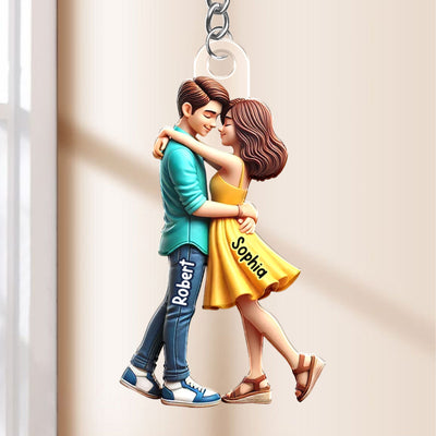 3D Effect Couple Hugging Personalized Acrylic Keychain, Heartfelt  Gift For Couple, For Him, For Her, Boyfriend, Girlfriend, Husband, Wife