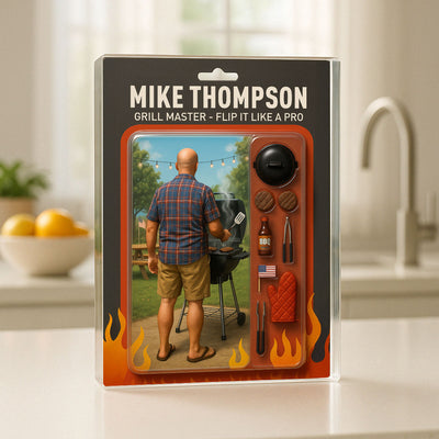 Grilling Master Dad Grandpa Man Realistic Figure Style Personalized Acrylic Block Plaque