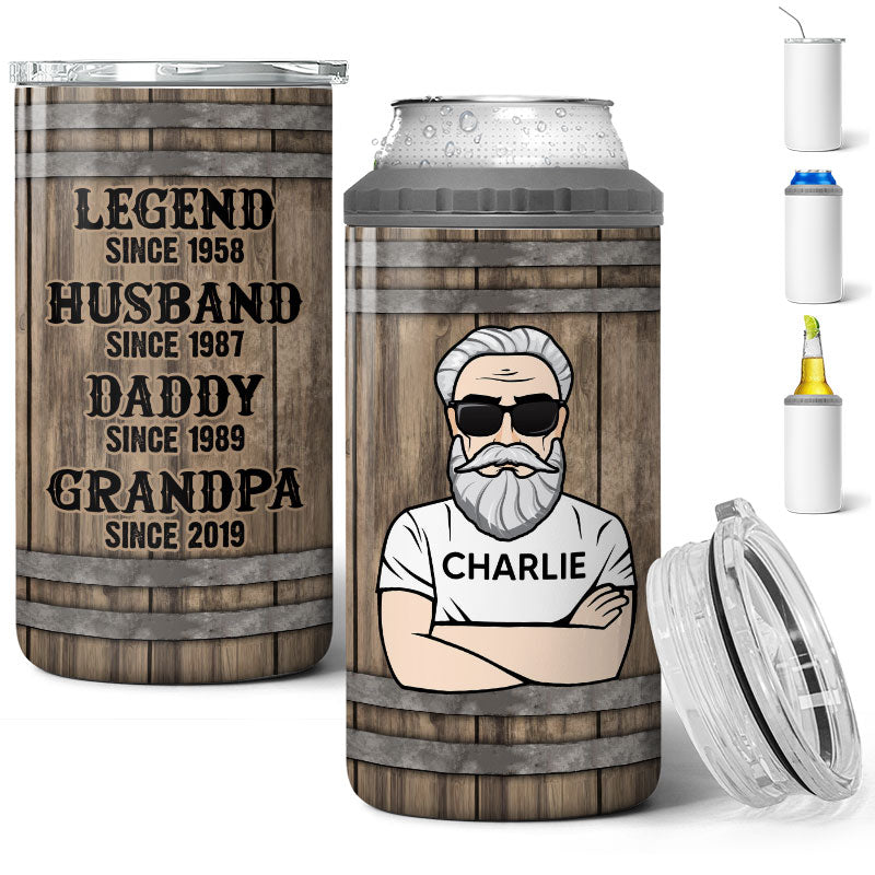 The Legend Grandpa Old Man Personalized 4 In 1 Can Cooler
