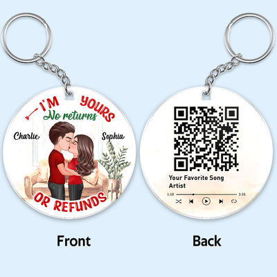 I‘m Yours No Returns Or Refunds Couple QR Code Scannable Personalized Acrylic Keychain