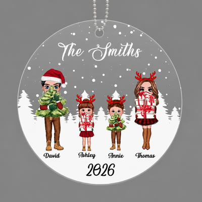 Pretty Christmas Family Personalized Acrylic Ornament