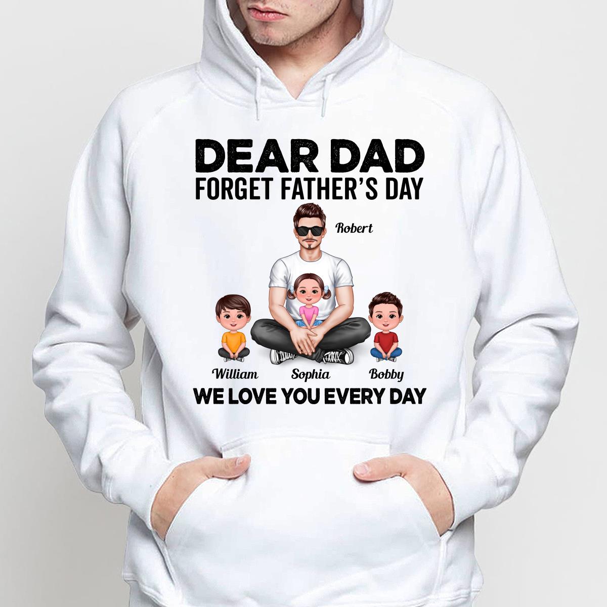 Dad Sitting With Cute Kids Father‘s Day Gift Personalized Shirt