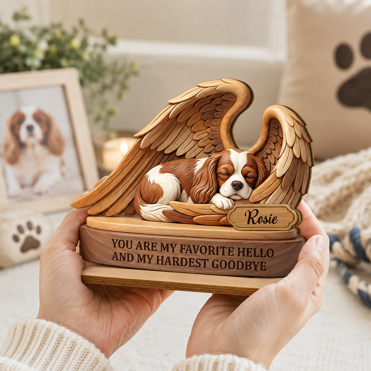 My Favorite Hello and Hardest Goodbye Pet Memorial - Personalized 2-Layered Wooden Plaque - Heartfelt Sympathy Keepsake