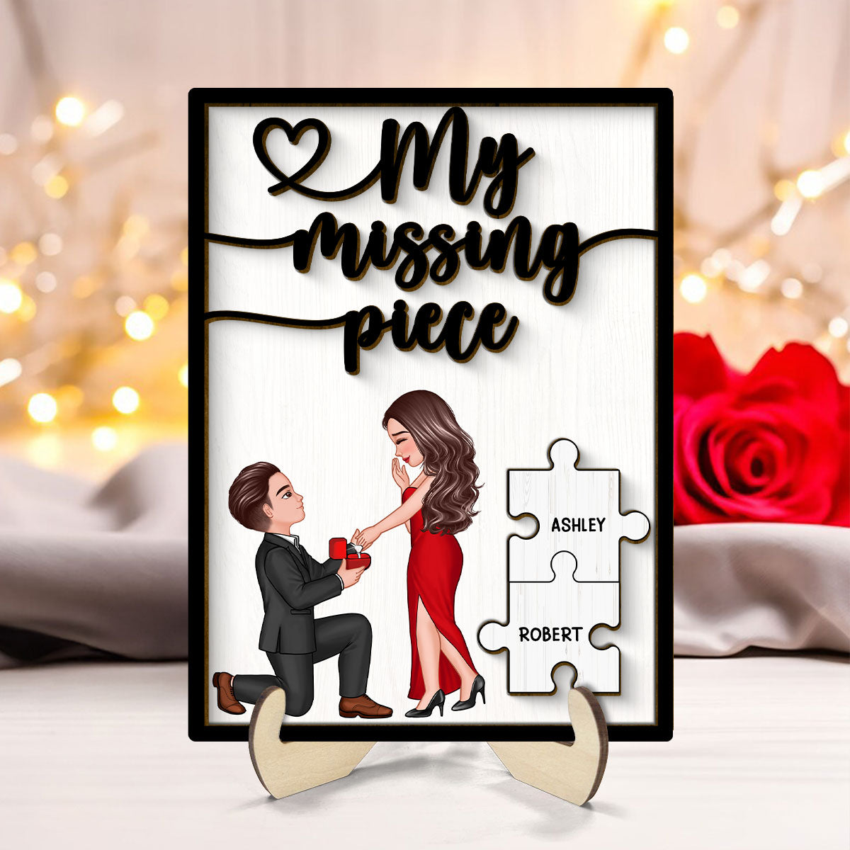 Special Moment Couple Proposal 2-Layered Wooden Plaque, Personalized Couple Proposal Engagement Anniversary Keepsake, Heartfelt Decoration For Couples