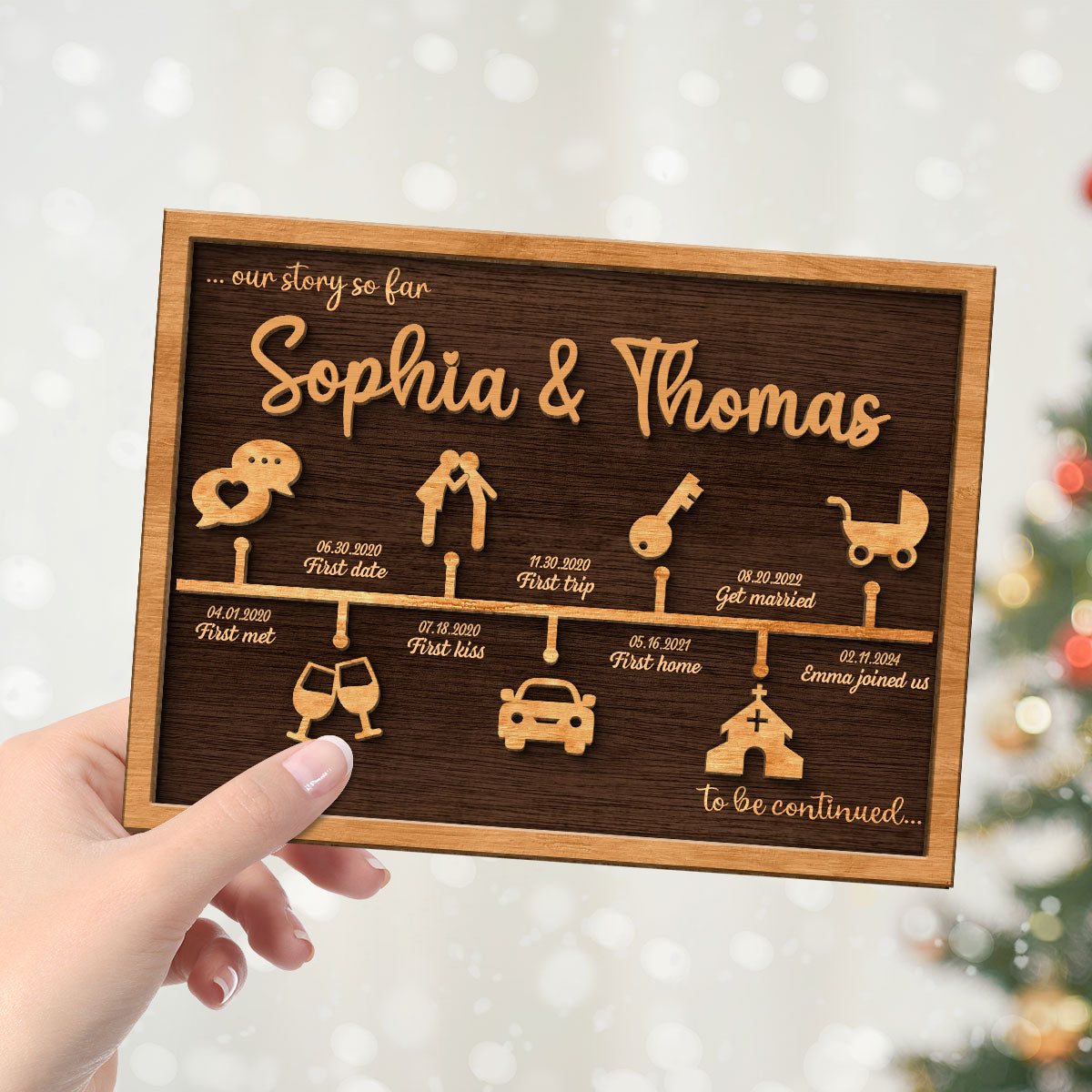Love Story Timeline Anniversary Wedding Decor Gift For Couple Personalized 2-Layer Wooden Plaque