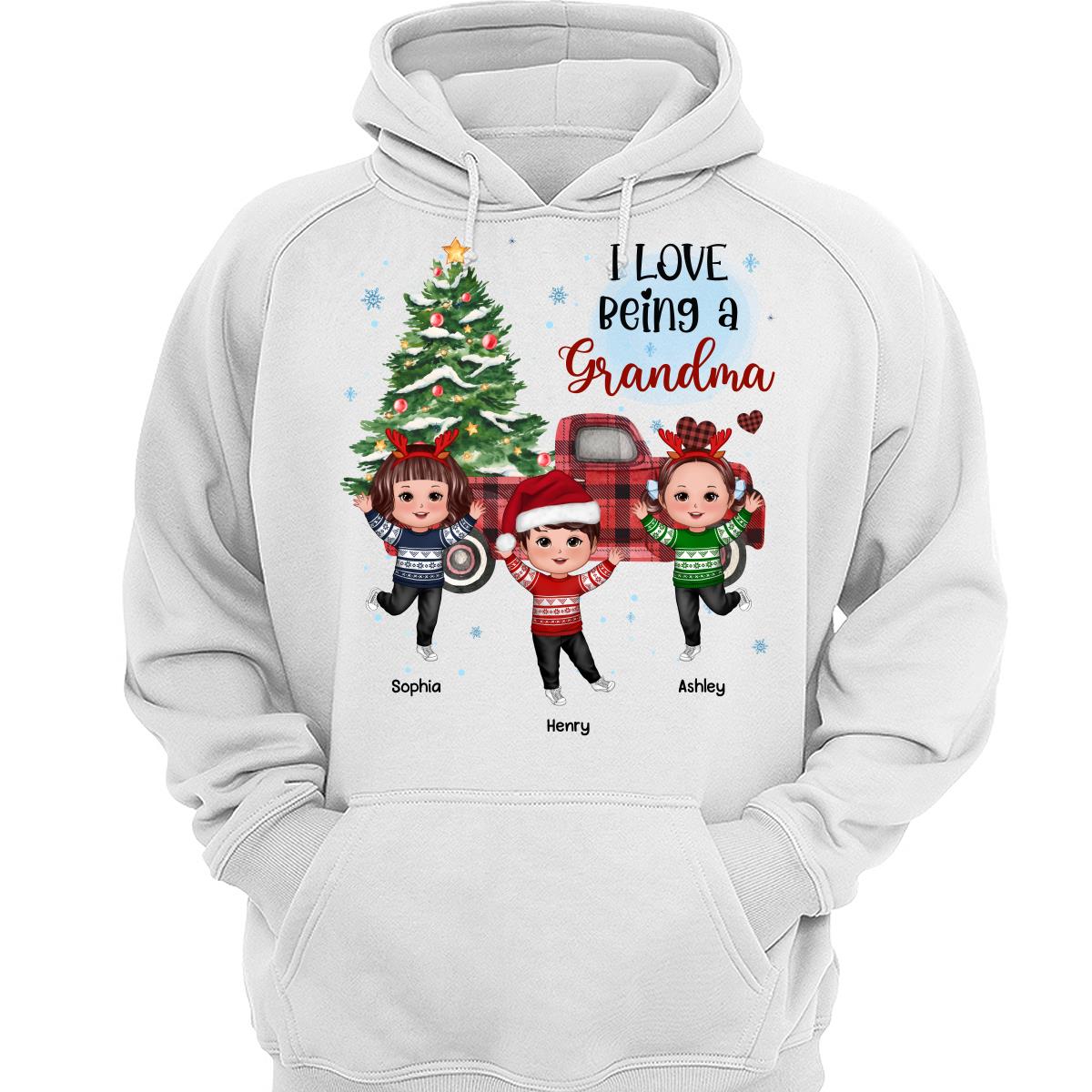 Love Being A Grandma Nana Happy Doll Kids By Christmas Truck Personalized Shirt