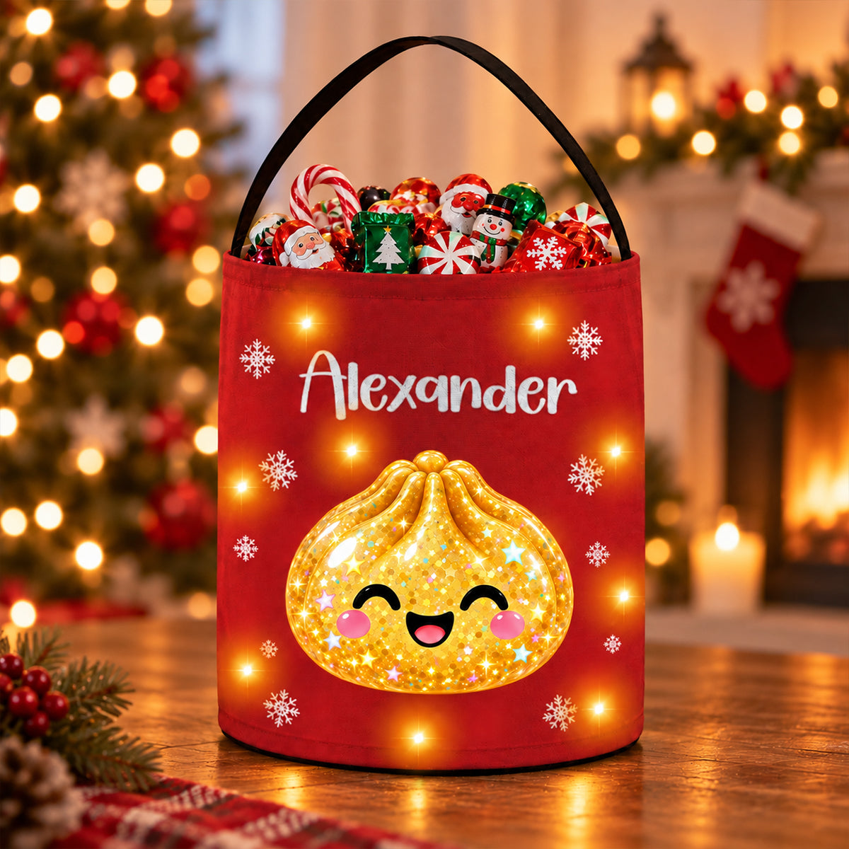 Cute Squishy Dumpling - Personalized Christmas Gift Bag - Holiday Gift Bag, Family Christmas Sack for Kids