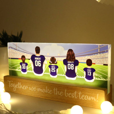 American Football Team Family Personalized Acrylic Block LED Night Light