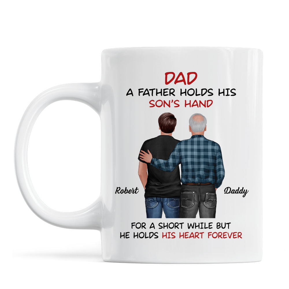 Father Daughter Son Standing Back View Personalized Mug, Father's Day Gift For Dad, Husband, Grandpa