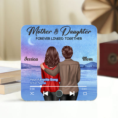 Beautiful Landscape Mother & Daughter Forever Linked Together Personalized Music Fridge Magnet, Heartfelt Gift For Mom, Gift For Daughter