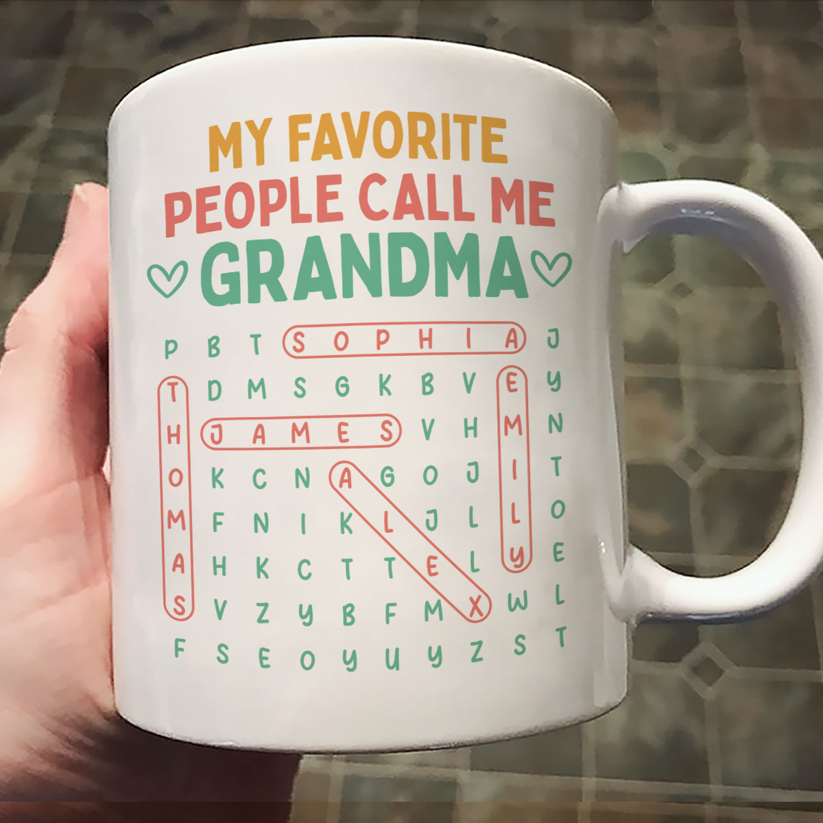My Favorite People Call Me Grandma Word Search Puzzle - Personalized Mug - Heartfelt Mother's Day Gift for Grandma, Wife
