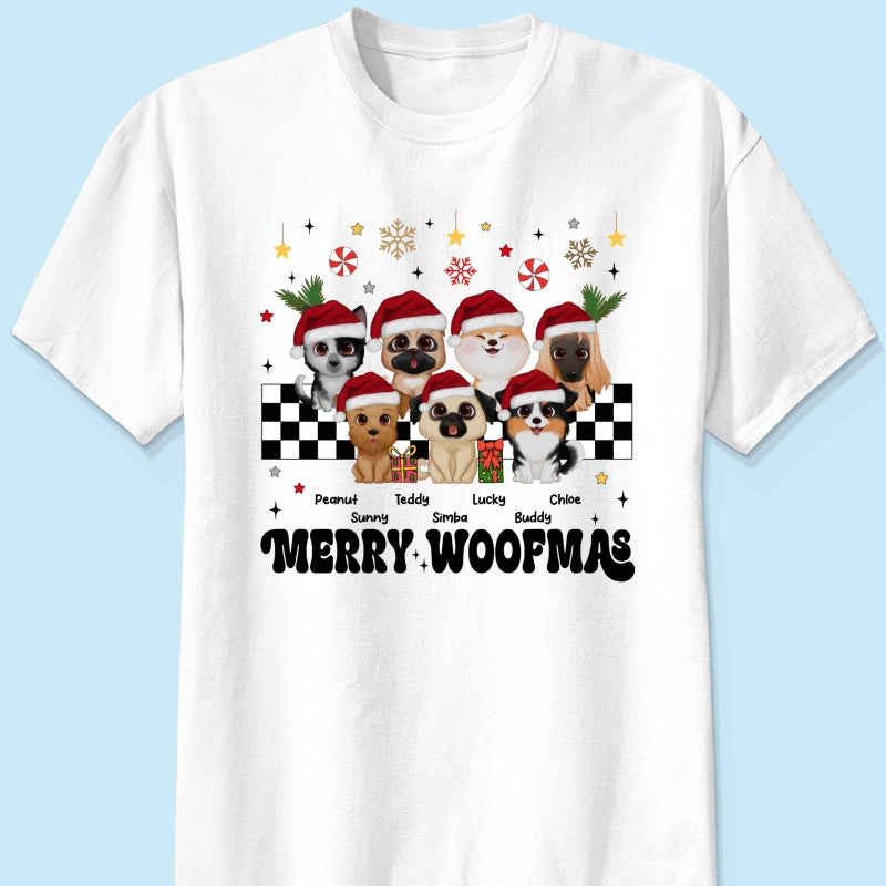 Merry Woofmas Dog Mama Vintage Style Personalized Christmas Shirt
