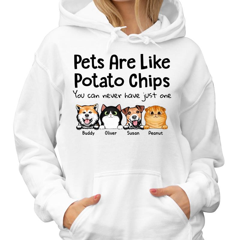 Peeking Dogs Cats Like Potato Chips Personalized Shirt