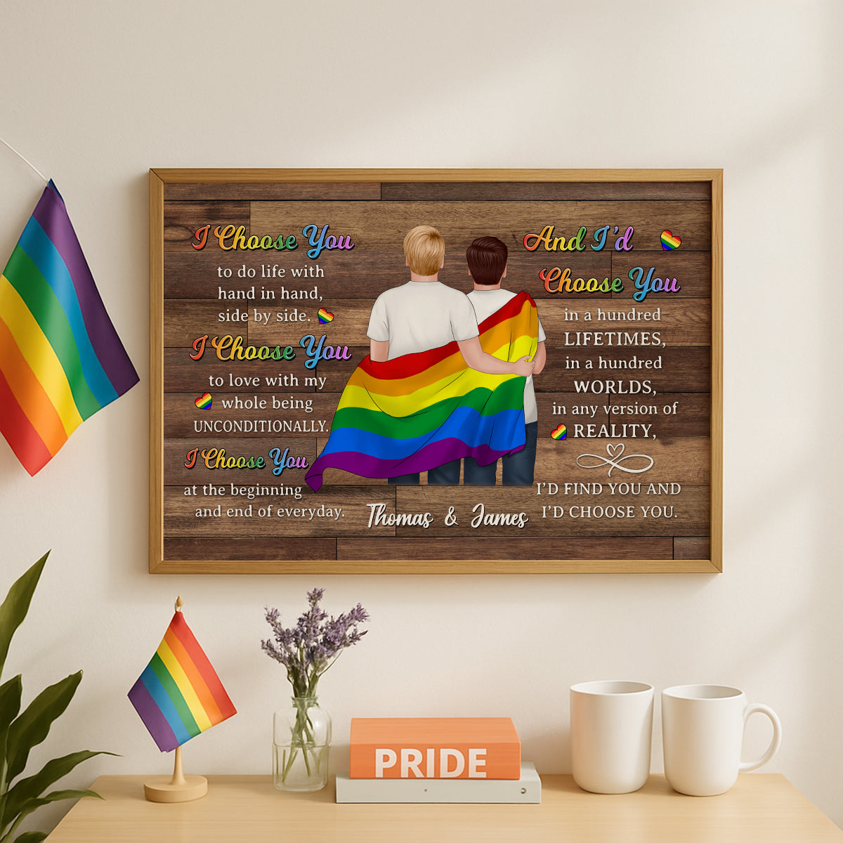 LGBTQ+ Couple I Choose You Pride Month Personalized Poster, Gift For Couple
