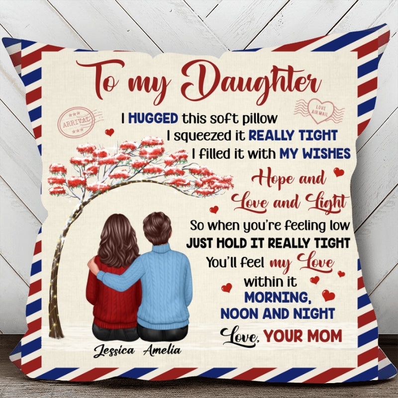 Red Tree To My Daughter Envelope Pattern Personalized Pillow (Insert Included)