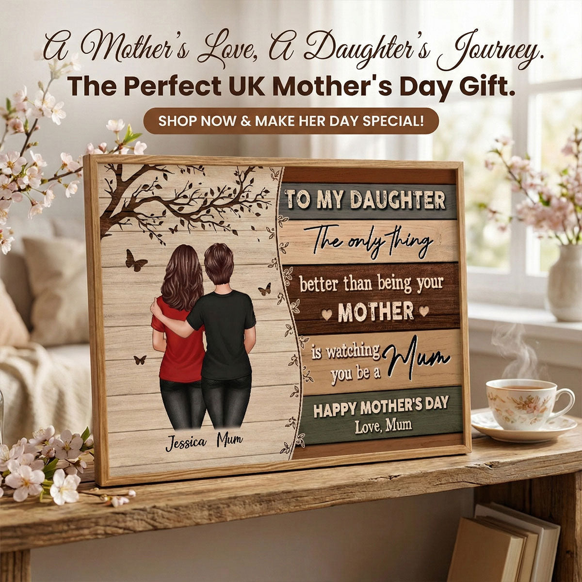 Vintage To My Daughter From Mum Happy Mother's Day - Personalised Poster - Mother's Day Gift For Daughter