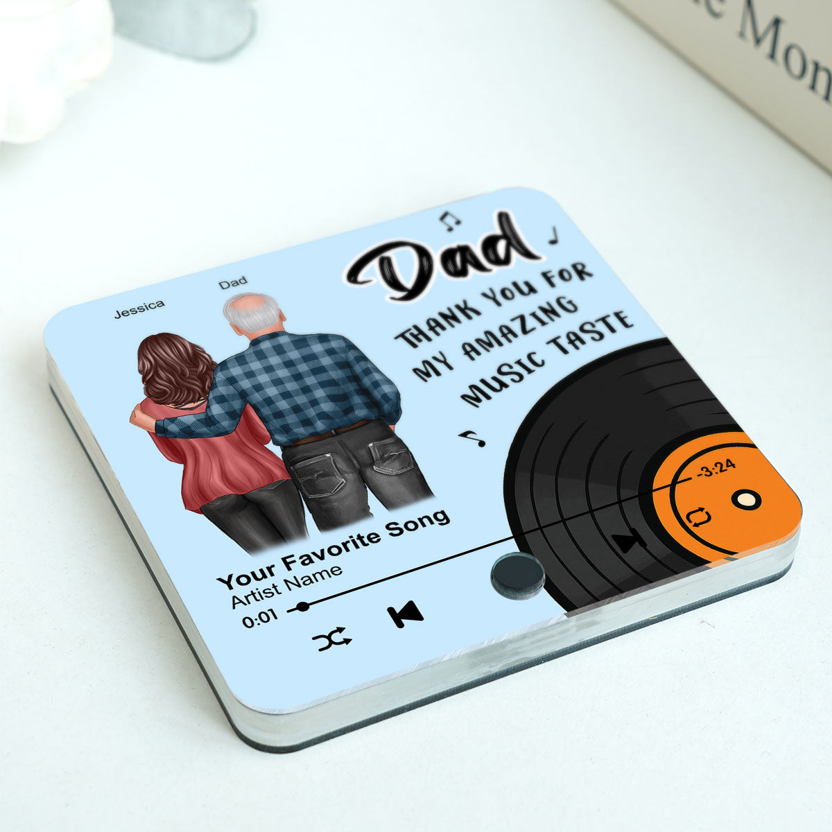Dad Thank You For My Amazing Music Taste Custom Dad's Favorite Song Personalized Music Fridge Magnet