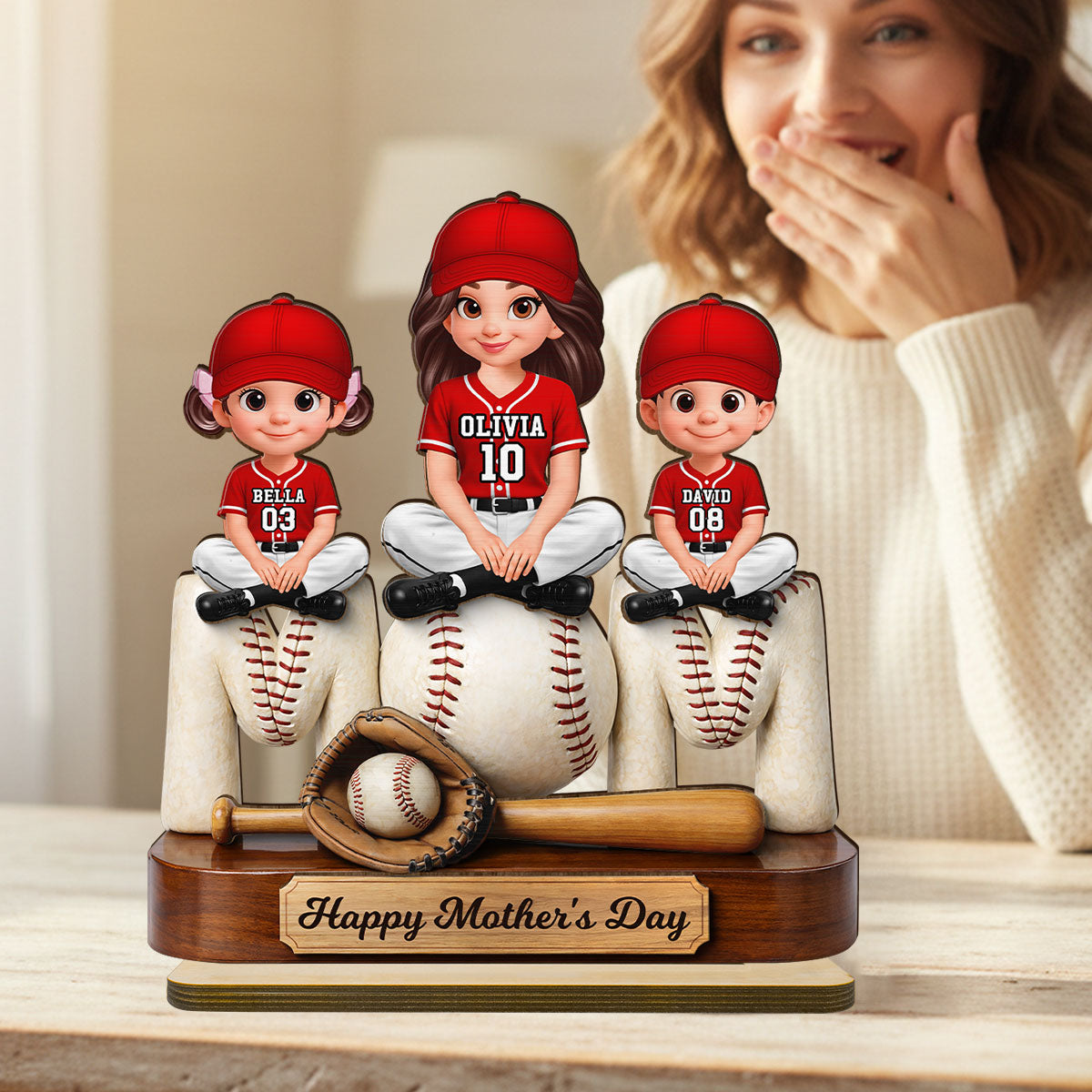 Best Baseball Mom Ever - Personalized 2-Layered Wooden Plaque - Mother's Day Gift For Baseball Mom