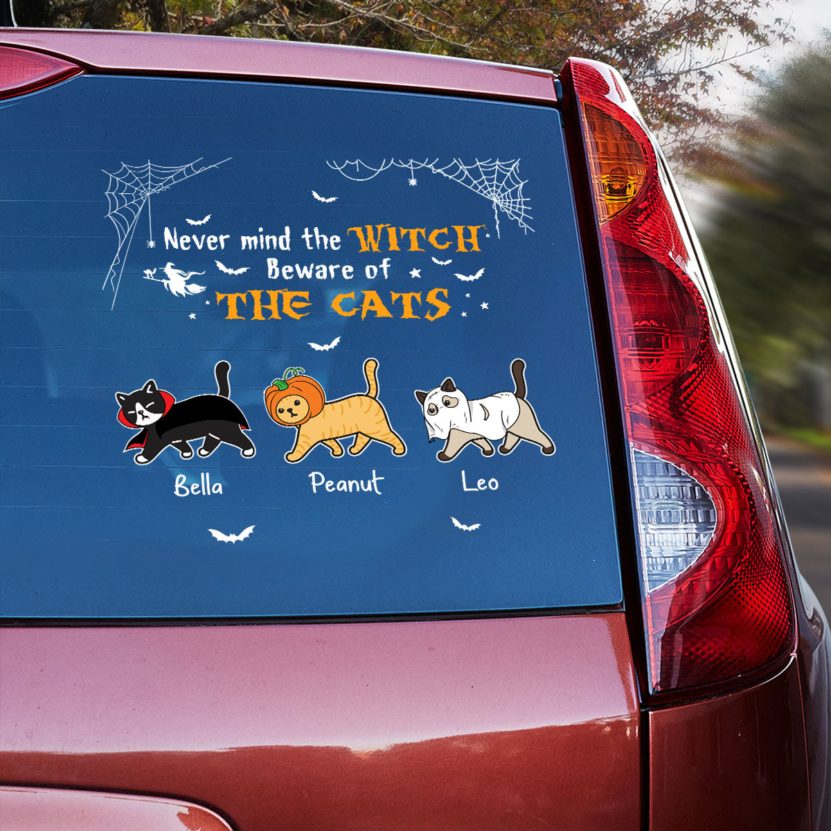 Never Mind The Witch Beware Of The Cats Halloween Decor Personalized Decal