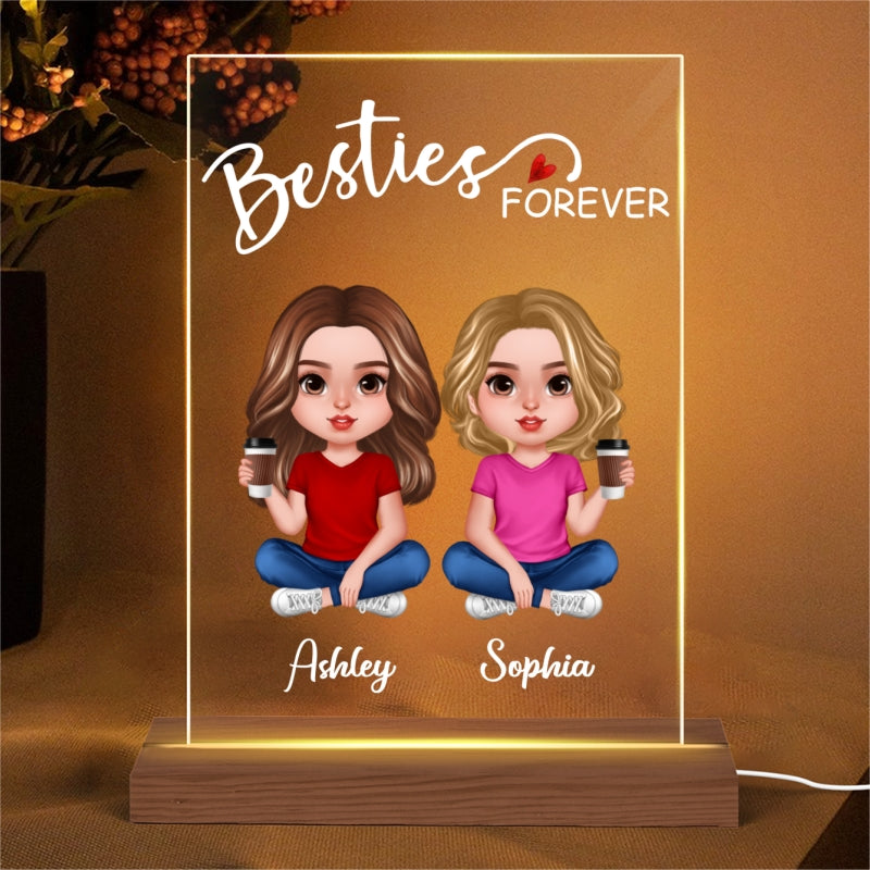 Doll Besties Sitting Realistic Personalized Acrylic LED Night Light