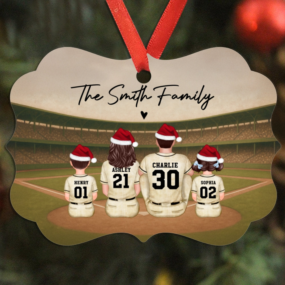 Retro Vintage Baseball Family Christmas Personalized Aluminum Ornament, Christmas in July