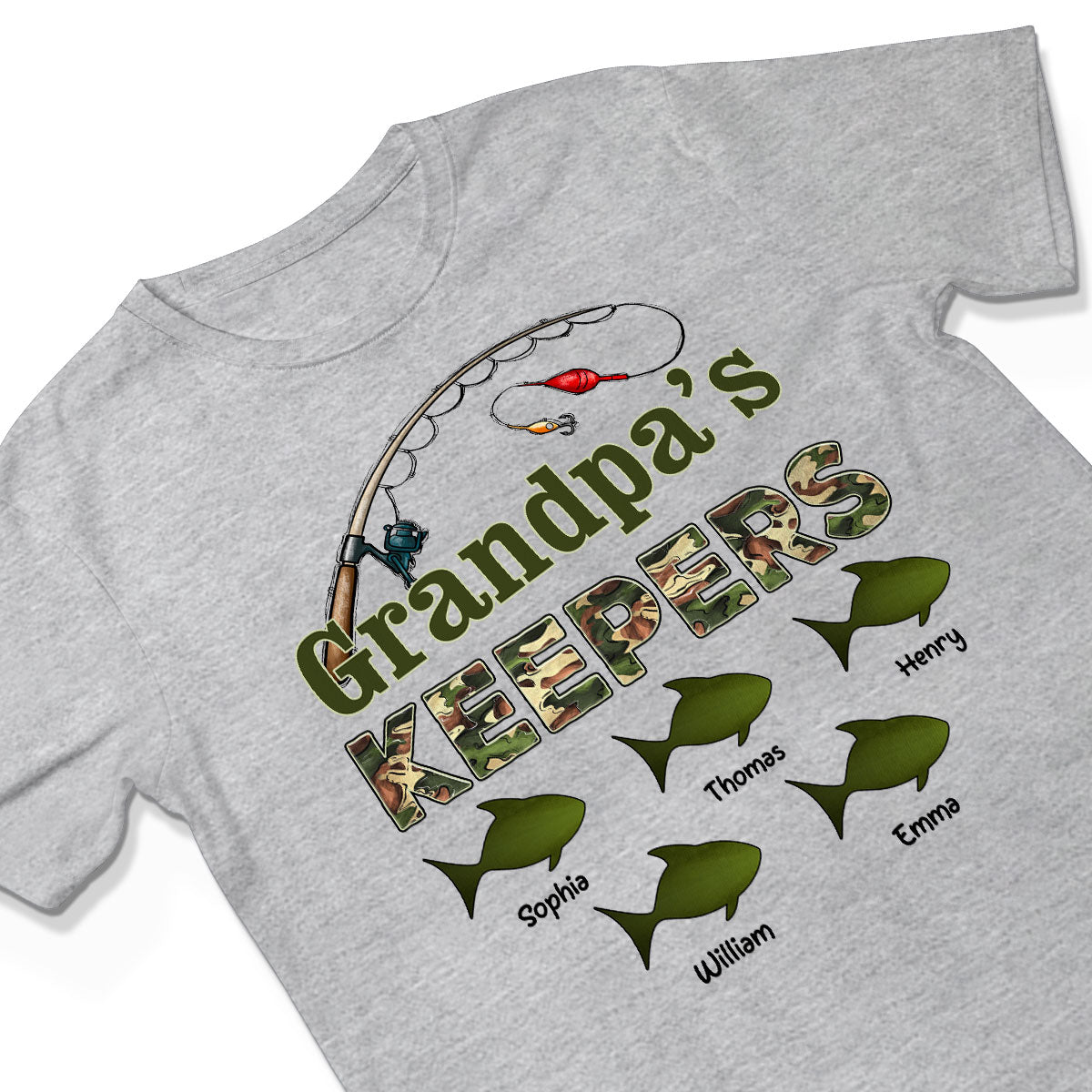Grandpa‘s Keepers Camouflage Pattern Fishing - Personalized Shirt - Gift For Grandpa, Dad