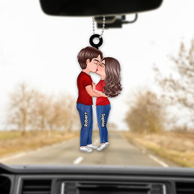 Doll Couple Kissing Gift For Him Gift For Her Car Hanging Ornament Personalized Acrylic Ornament