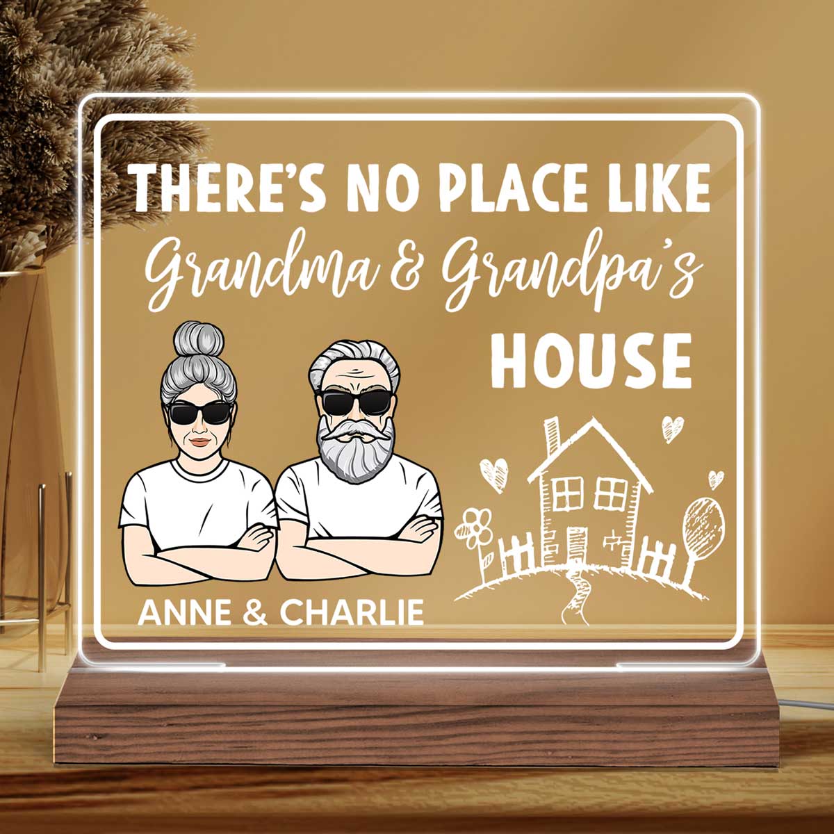 No Place Like Grandma Grandpa Personalized Custom Shape LED Night Light LED Lamp