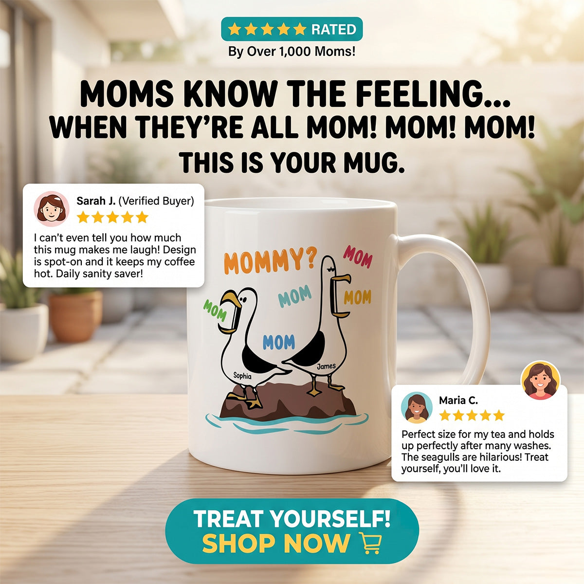 Seagull Mom Mom Mom Colorful - Personalized Mug - Funny Mother's Day Gift For Mom