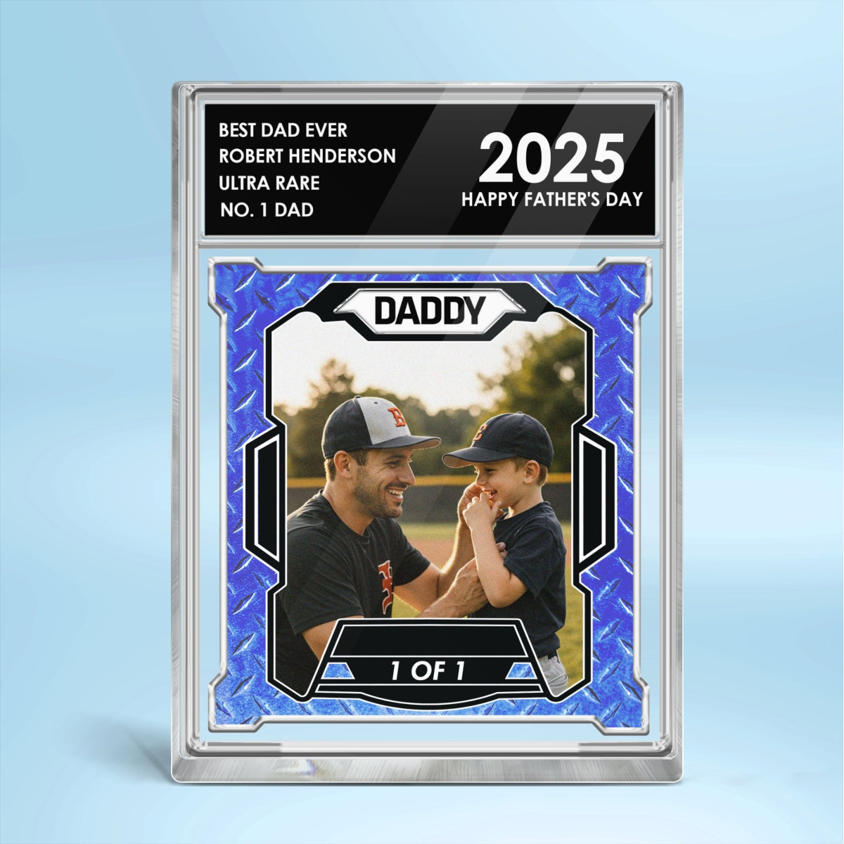 Custom Photo No. 1 Dad Trading Card Style Personalized Acrylic Block Plaque