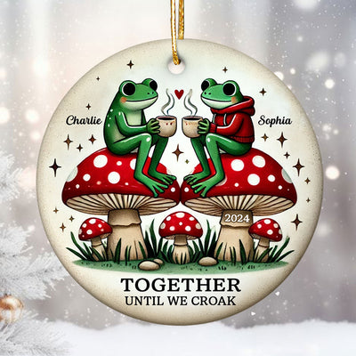 Together Until We Croak Frog Couple Retro Togetherness Keepsake Personalized Ceramic Ornament
