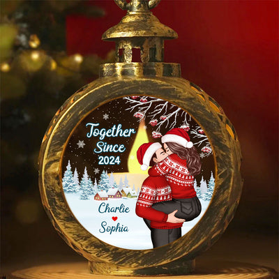Couple Hugging Kissing Personalized Lantern Ornament, Christmas Gift For Him, For Her