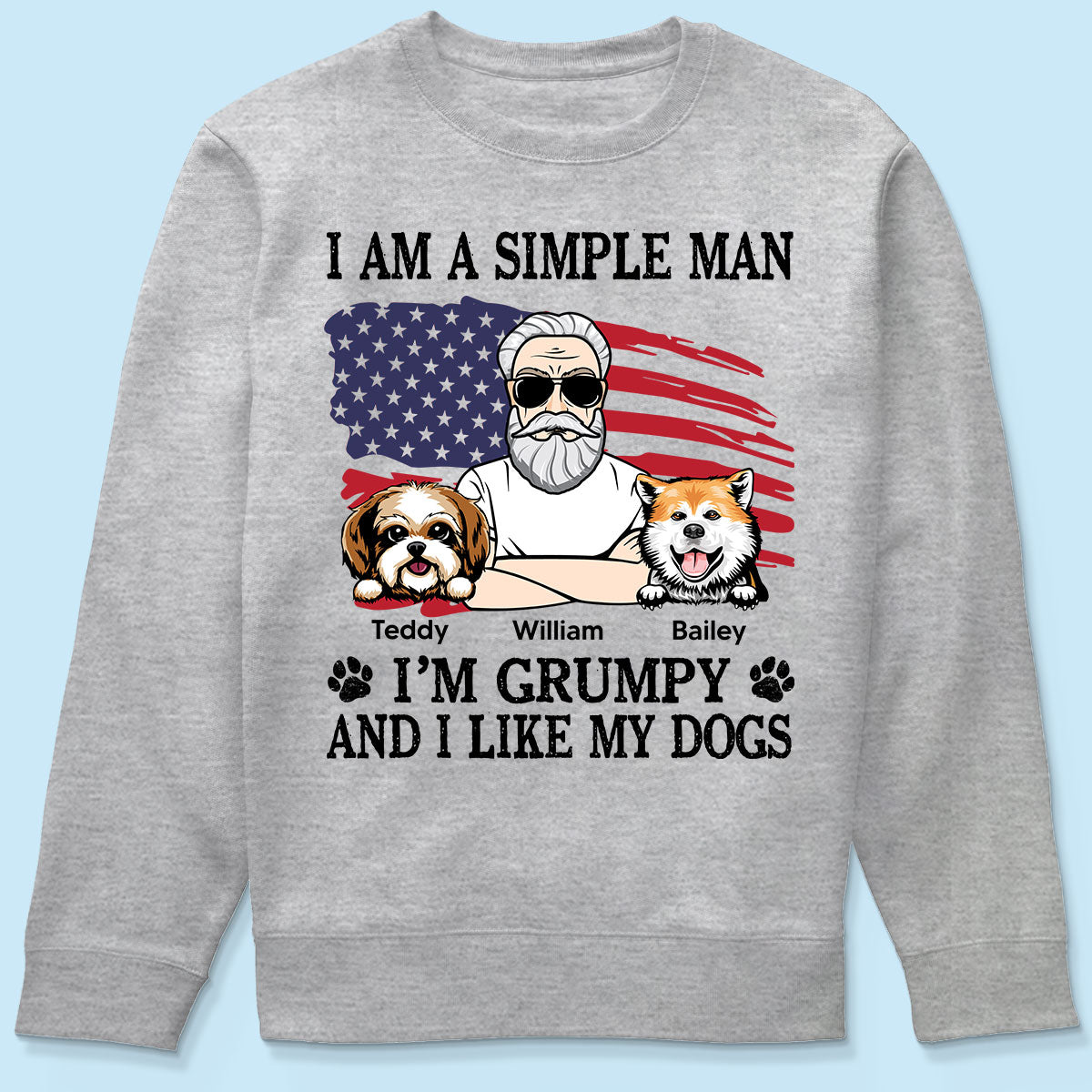 Simple Man Grumpy And Like My Dogs Nation Flag Personalized Shirt, Perfect Gift for Dog Lovers