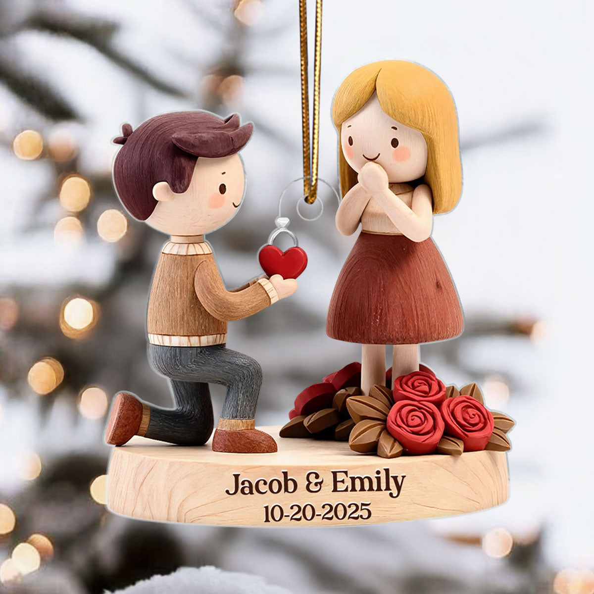 Couple Marriage Proposal Engagement 2025 - Personalized Acrylic Ornament - Custom She Said Yes Keepsake