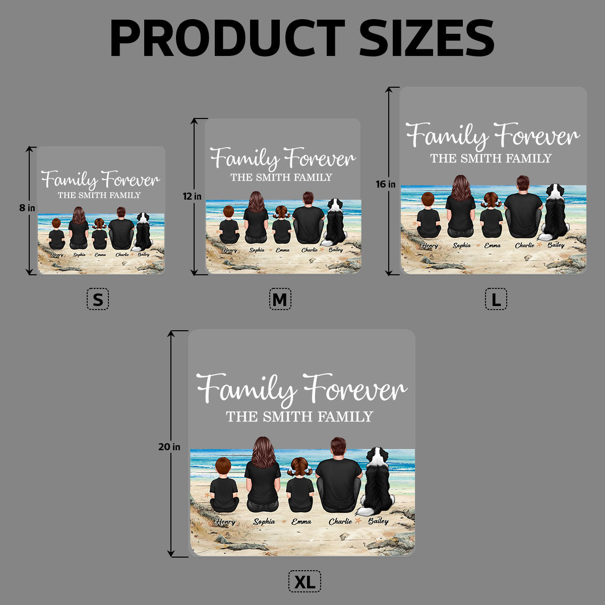 Retro Vintage Family Sitting Beach Landscape Personalized Decal