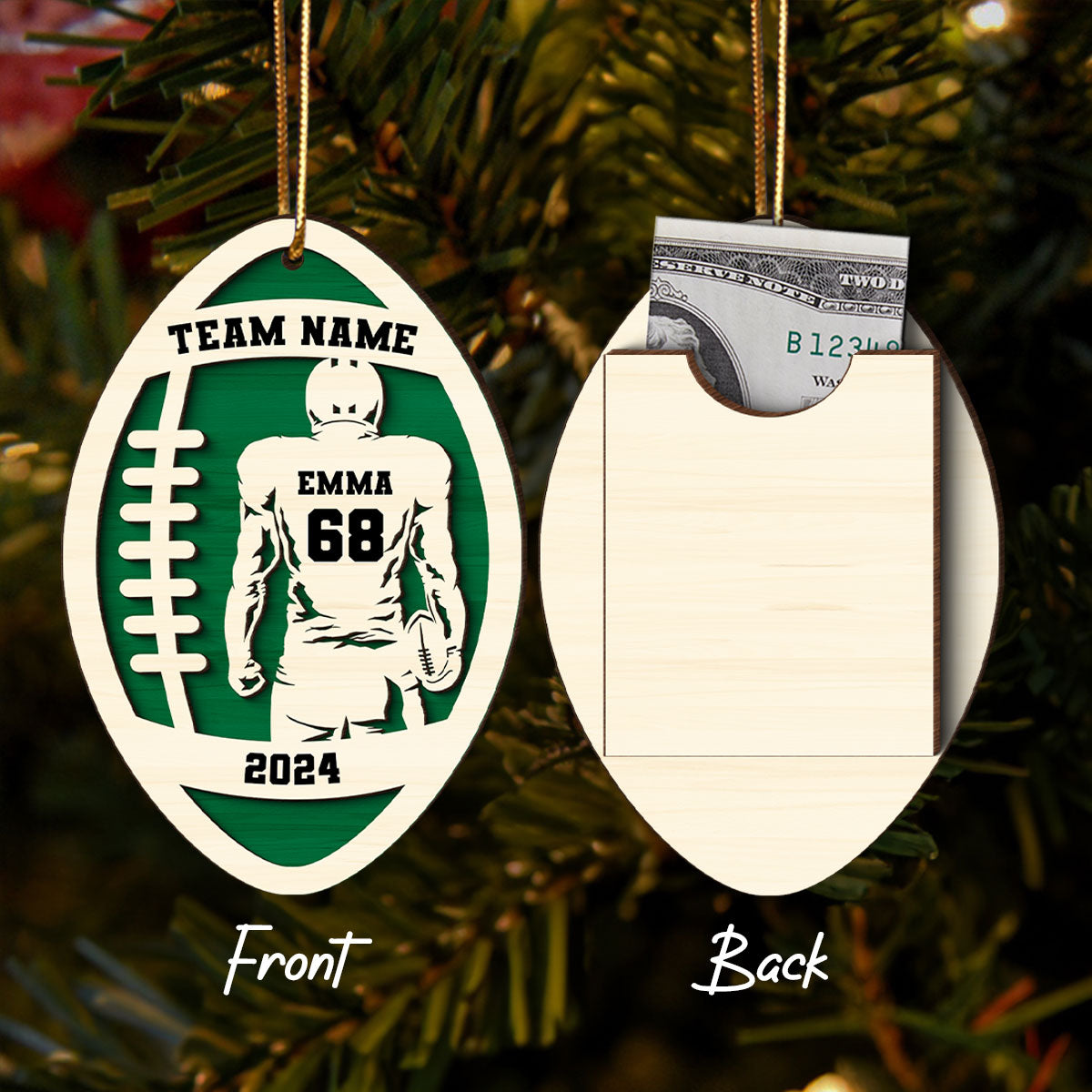 Personalized Football Money Gift Card Holder Ornament, Unique Gift For Football Player, Football Lover, Teenage Son, Grandson, Nephew, Husband, Boy Friend