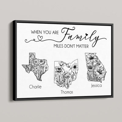 The Love Between Family Knows No Distance Native Wildflower State Map Personalized Poster