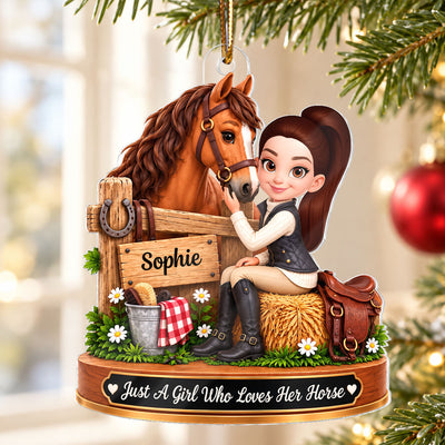 Just a Girl Who Loves Horses - Personalized Acrylic Ornament - Christmas Gift for Horse Lover,Wife,Daughter