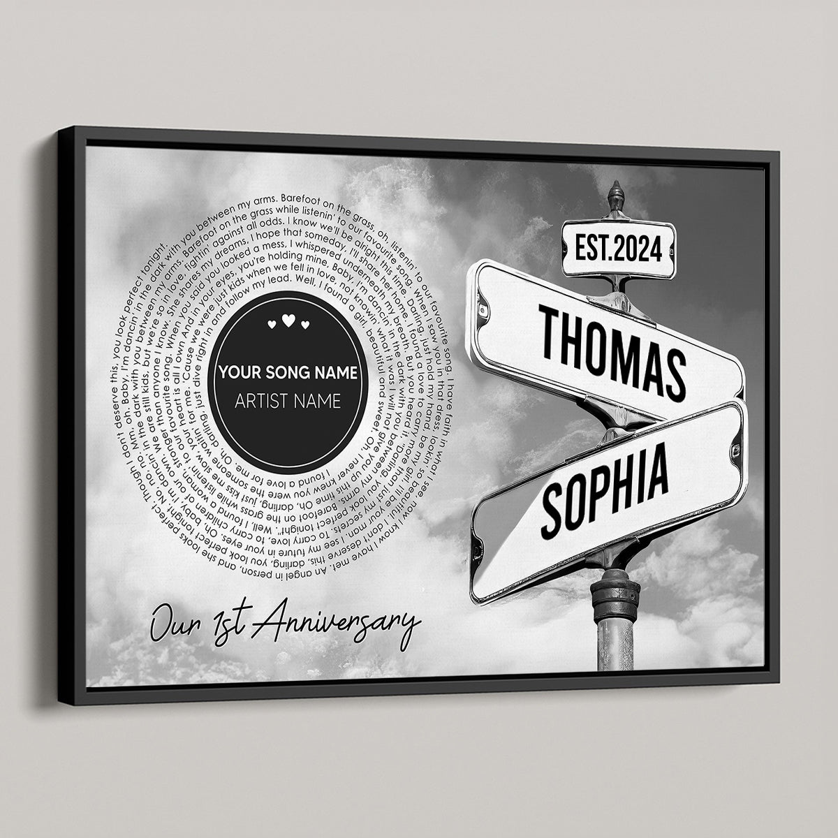 Vintage Crossroads Street Sign Song Lyrics Art Personalized Poster, Anniversary  Gift For Girlfriend Boyfriend Wife Husband