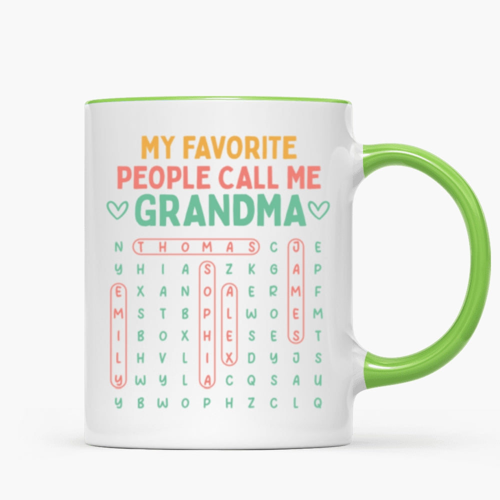 My Favorite People Call Me Grandma Word Search Puzzle - Personalized Mug - Heartfelt Mother's Day Gift for Grandma, Wife