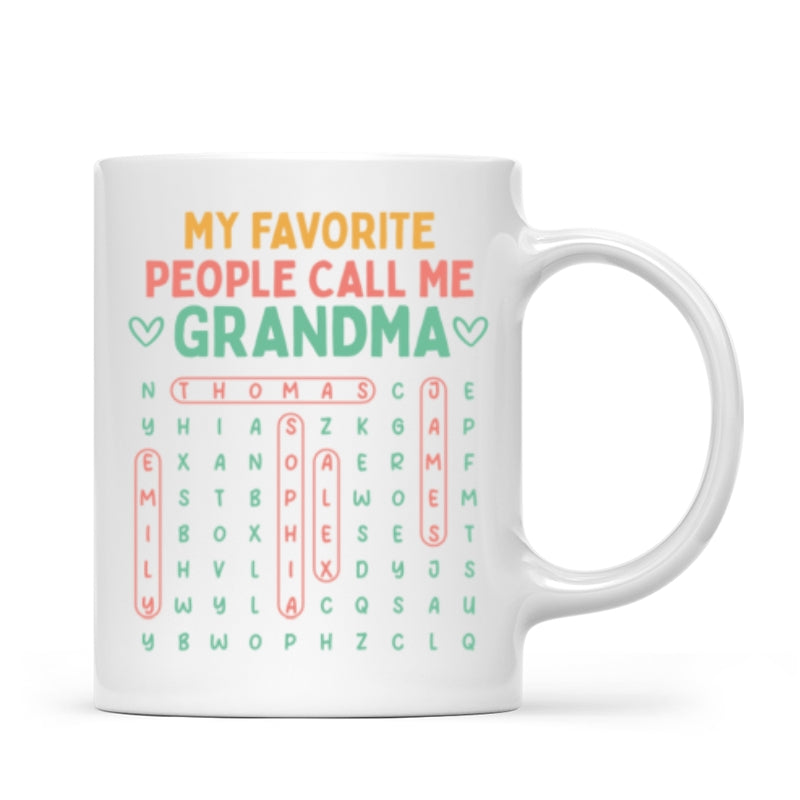 My Favorite People Call Me Grandma Word Search Puzzle - Personalized Mug - Heartfelt Mother's Day Gift for Grandma, Wife