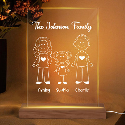 Family Outline Personalized Plaque LED Night Light, Acrylic LED Lamp