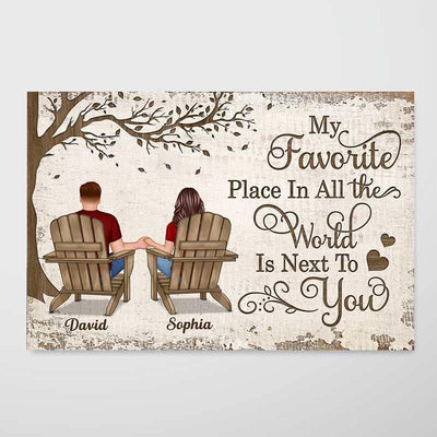 Back View Couple Sitting Under Tree - Personalized Poster - Anniversary Gift for Your Loved Ones