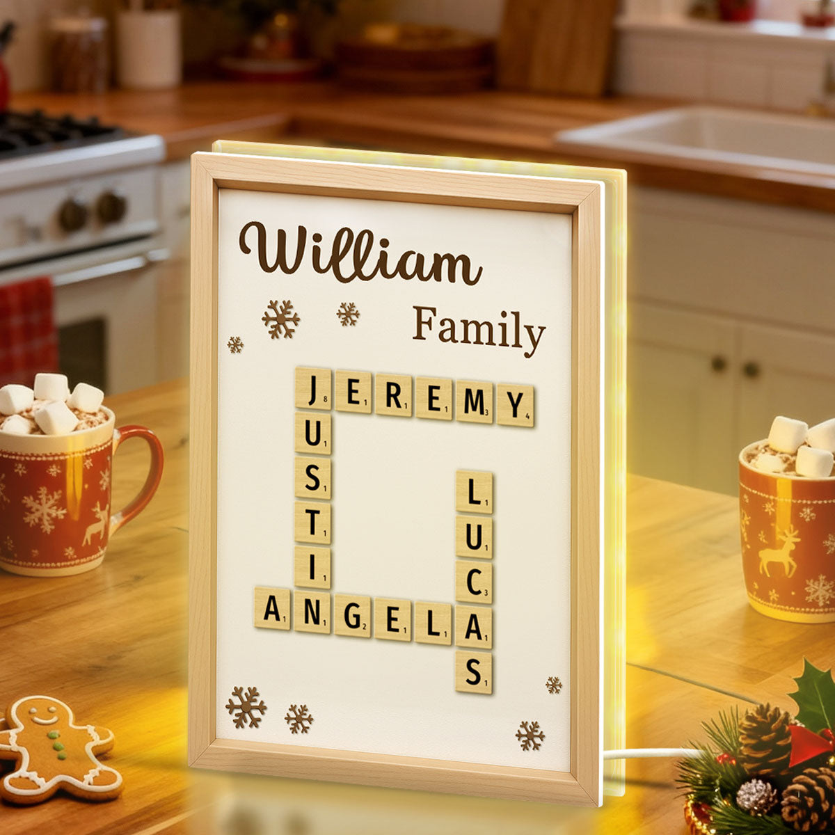 Family Crossword - Personalized Light Box - Christmas Gift for Family, for Wife, for Husband
