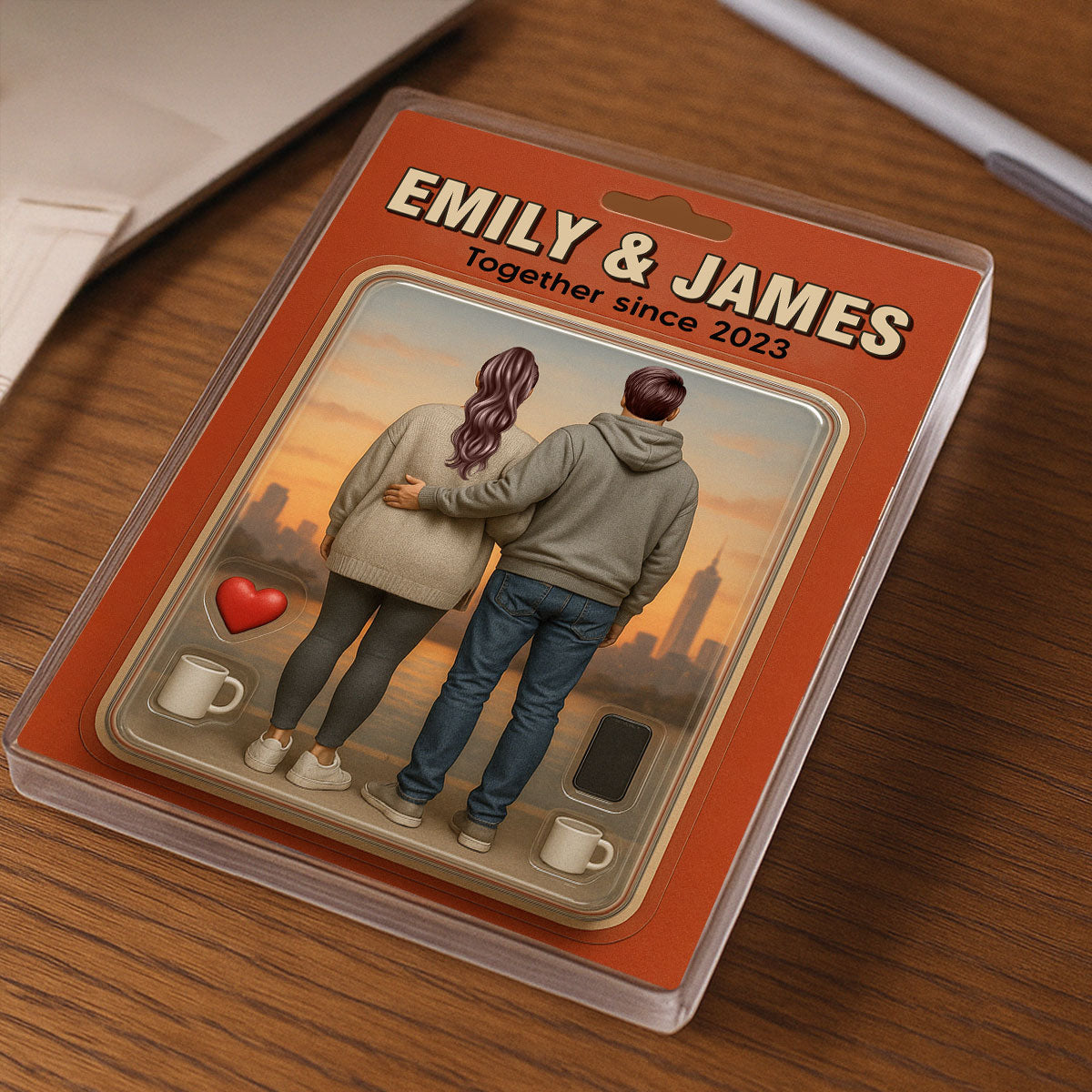 Couple Action Figures Realistic Figures Style Personalized Acrylic Block Plaque