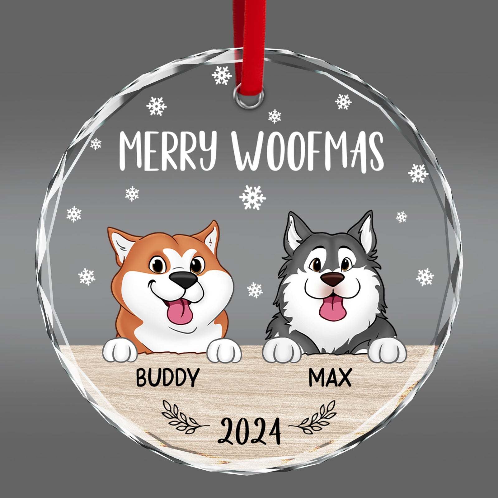 Merry Woofmas Christmas Decor For Dog Lover Personalized Glass Ornament