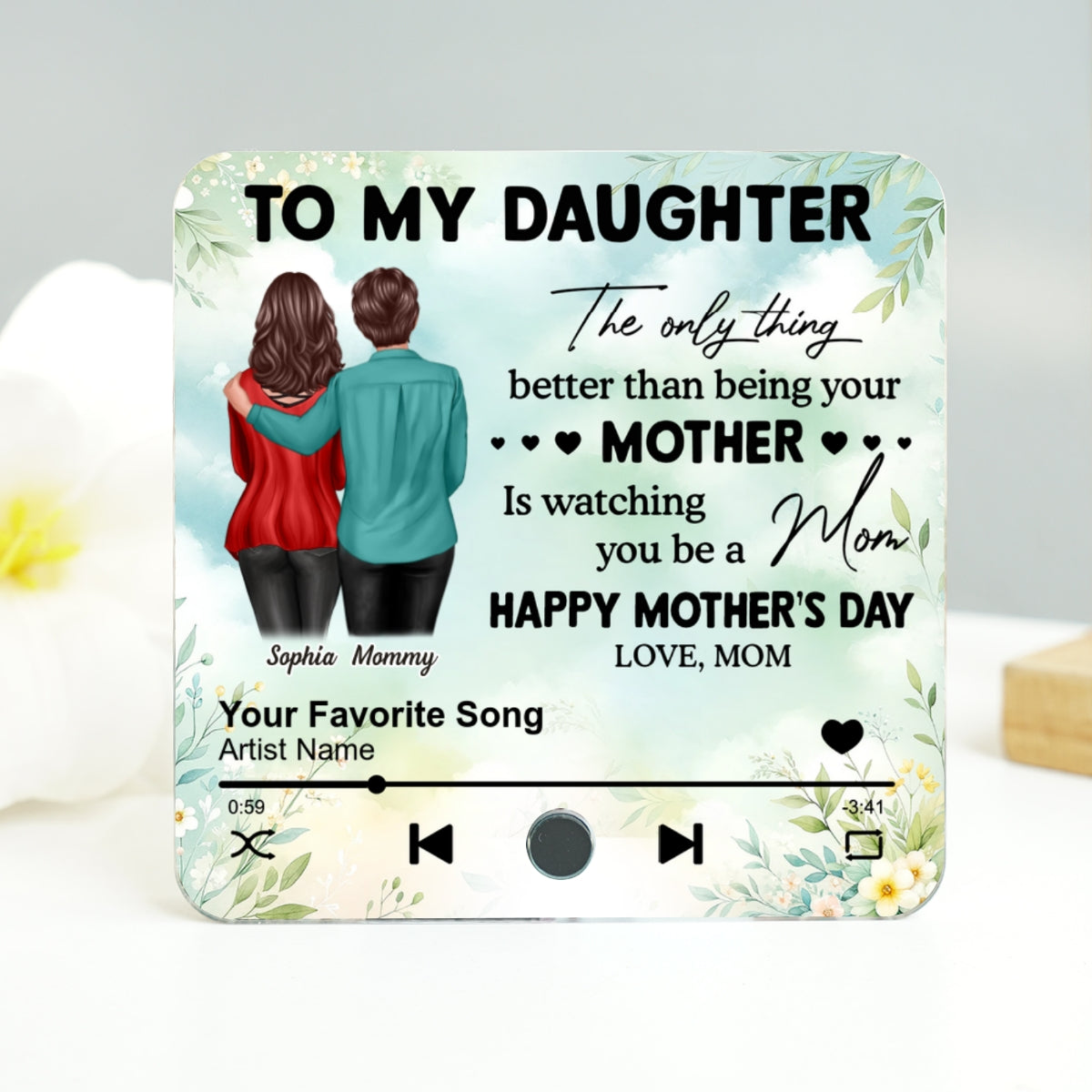 To My Daughter From Mom Personalized Music Fridge Magnet, Heartfelt 2025 Gift For Daughter