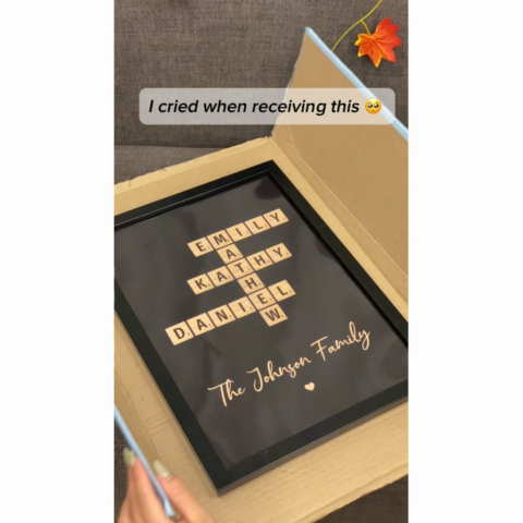 Family Crossword Art - Created In A Moment, Treasured Forever - Personalized Physical and Digital Poster