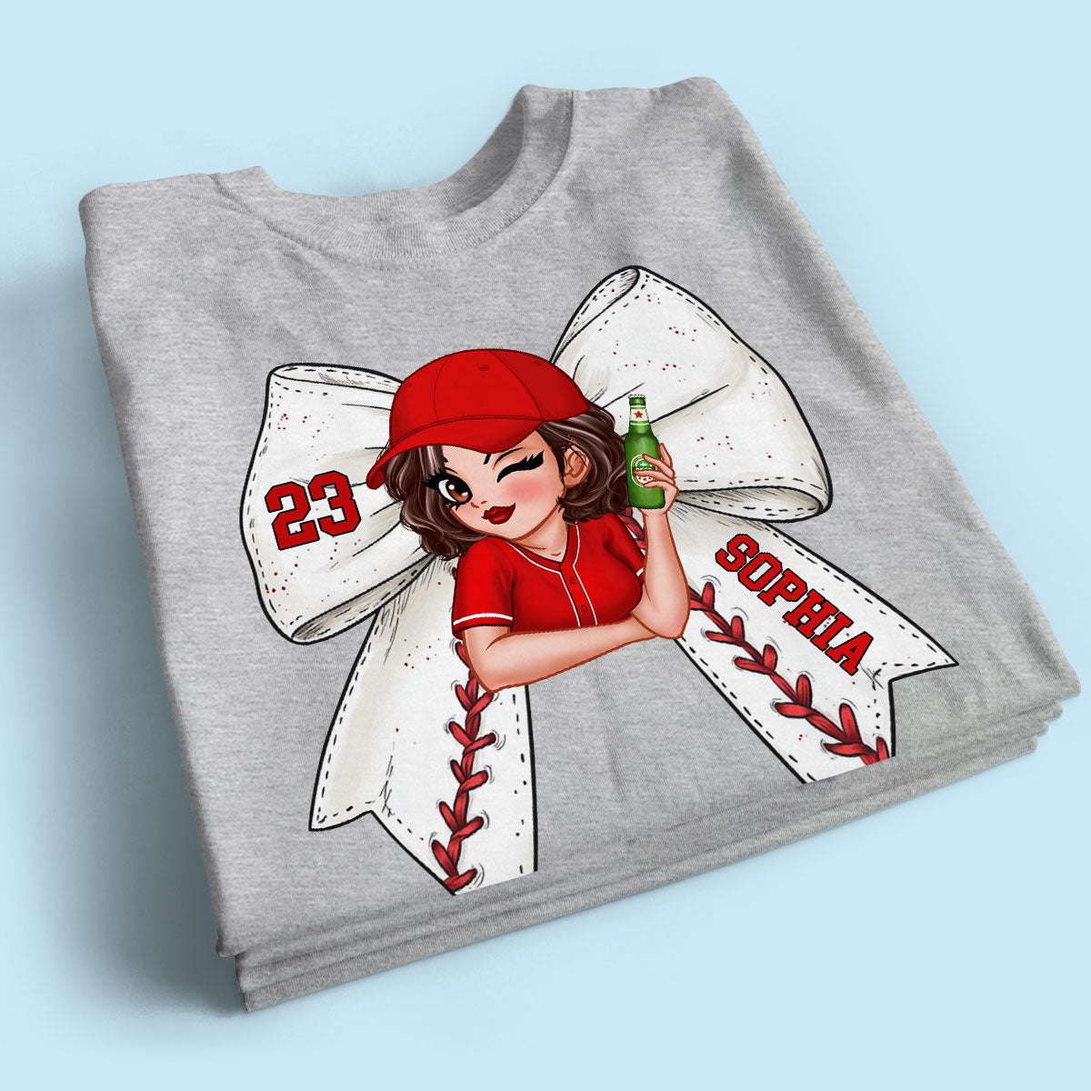 Baseball Softball Bow With Jersey Number Personalized Shirt, Perfect Gift For Her, For Baseball Wife, For Baseball Mom